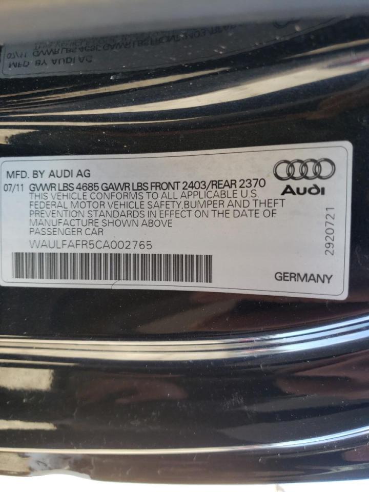 Photo 10 from auction – 2012 AUDI A5 PREMIUM with VIN WAULFAFR5CA002765