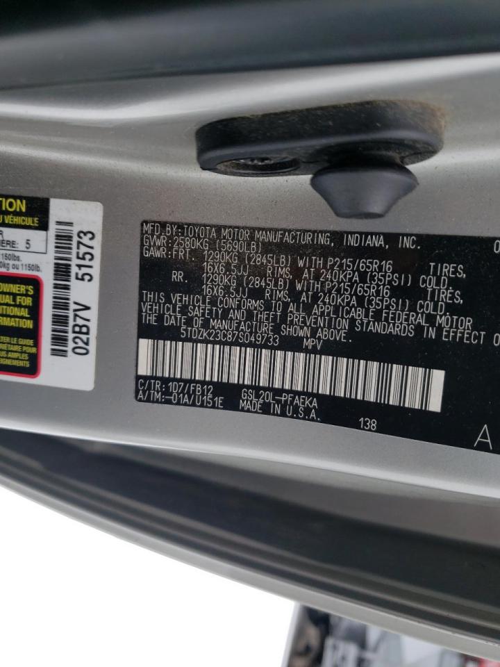 Photo 10 from auction – 2007 TOYOTA SIENNA CE with VIN 5TDZK23C87S049733
