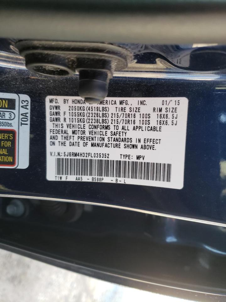 Photo 10 from auction – 2015 HONDA CR-V LX with VIN 5J6RM4H32FL035352
