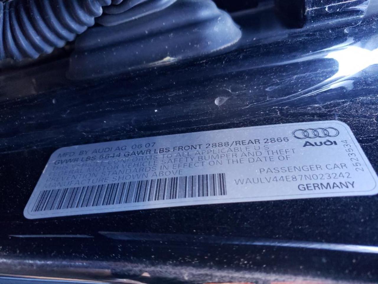 Photo 10 from auction – 2007 AUDI A8 4.2 QUA with VIN WAULV44E87N023242