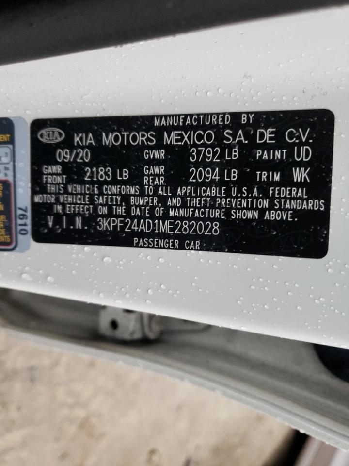 Photo 10 from auction – 2021 KIA FORTE FE with VIN 3KPF24AD1ME282028