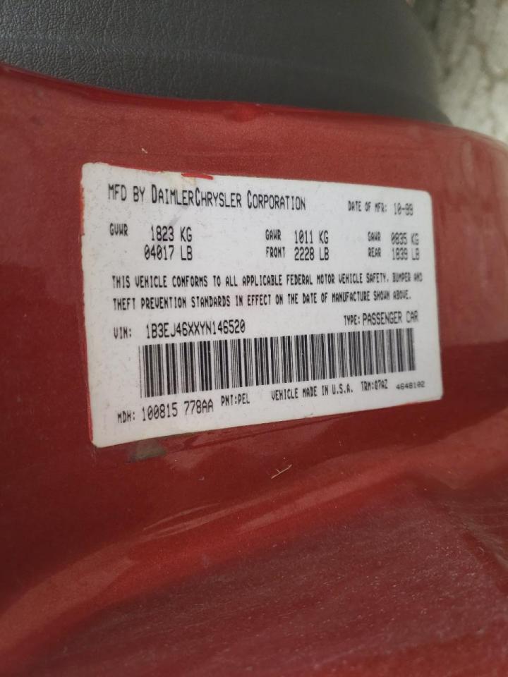 Photo 10 from auction – 2000 DODGE STRATUS SE with VIN 1B3EJ46XXYN146520