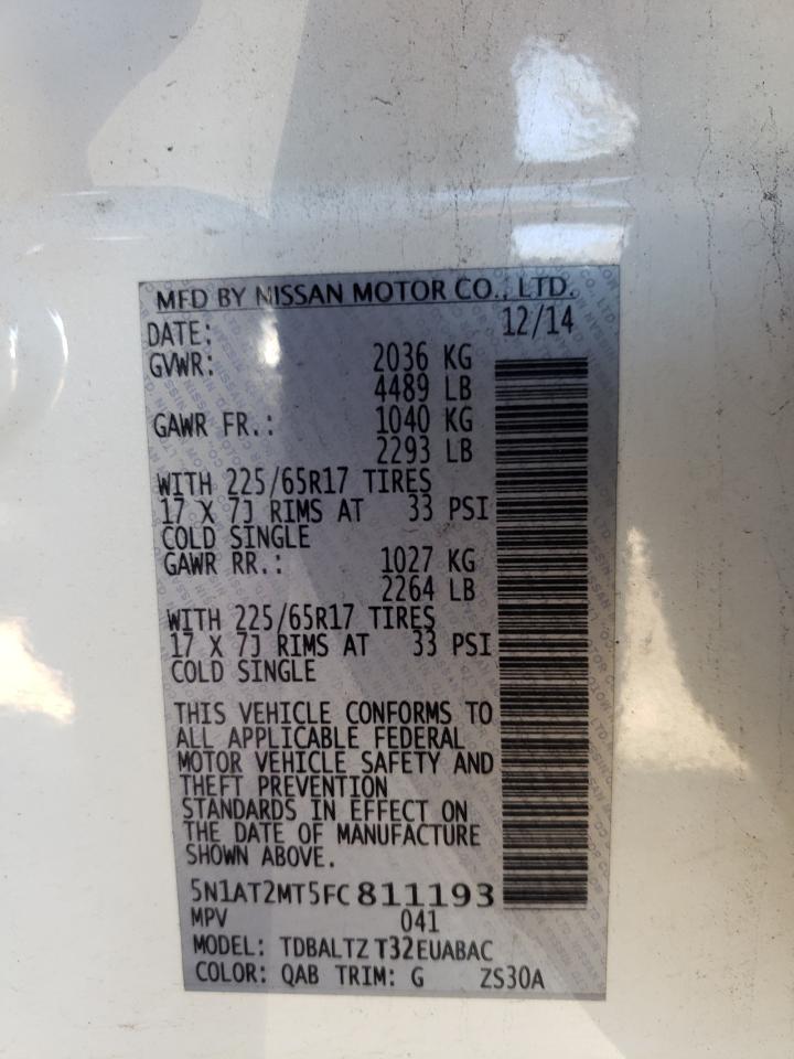 Photo 10 from auction – 2015 NISSAN ROGUE S with VIN 5N1AT2MT5FC811193