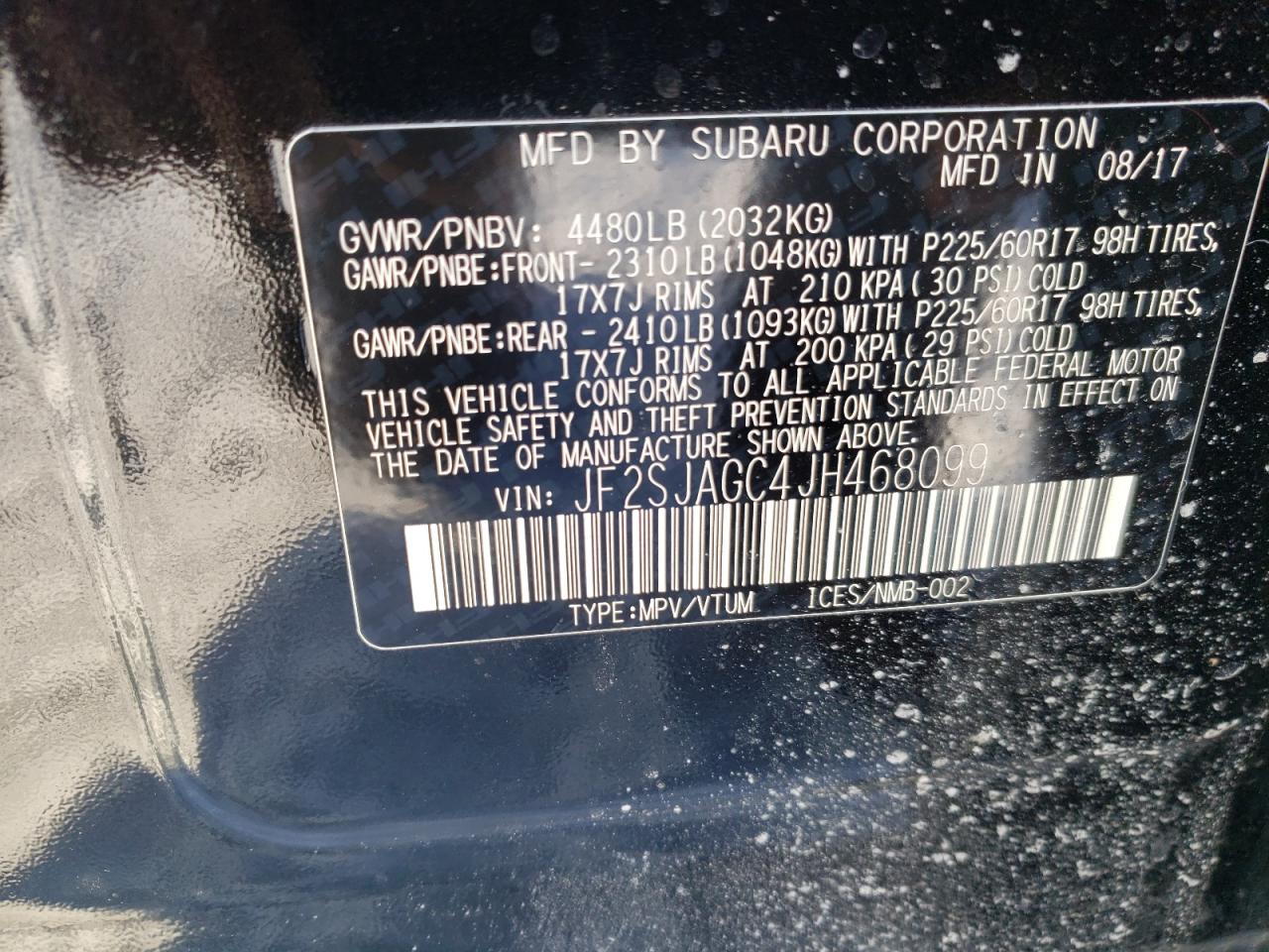 Photo 10 from auction – 2018 SUBARU FORESTER 2 with VIN JF2SJAGC4JH468099