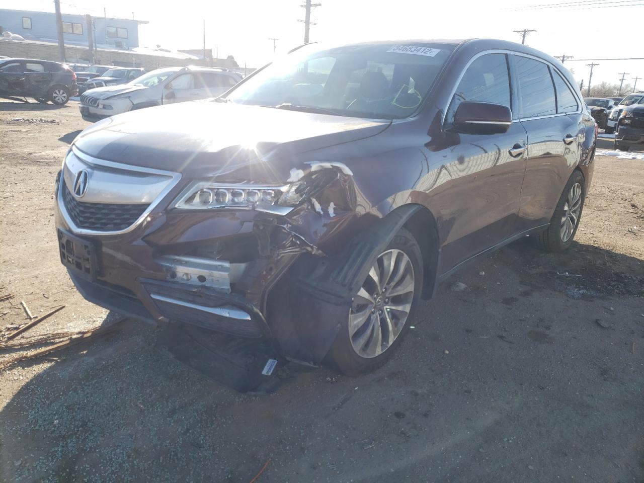 Photo 2 from auction – 2014 ACURA MDX TECHNO with VIN 5FRYD4H49EB023287