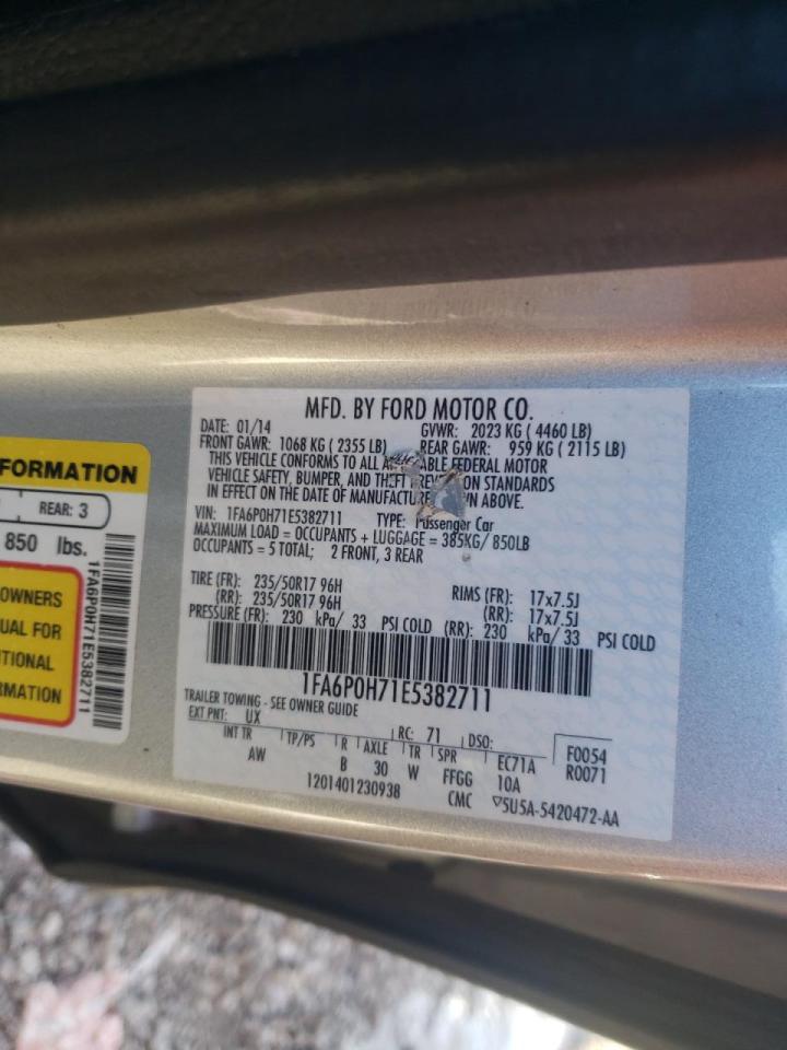 Photo 10 from auction – 2014 FORD FUSION SE with VIN 1FA6P0H71E5382711