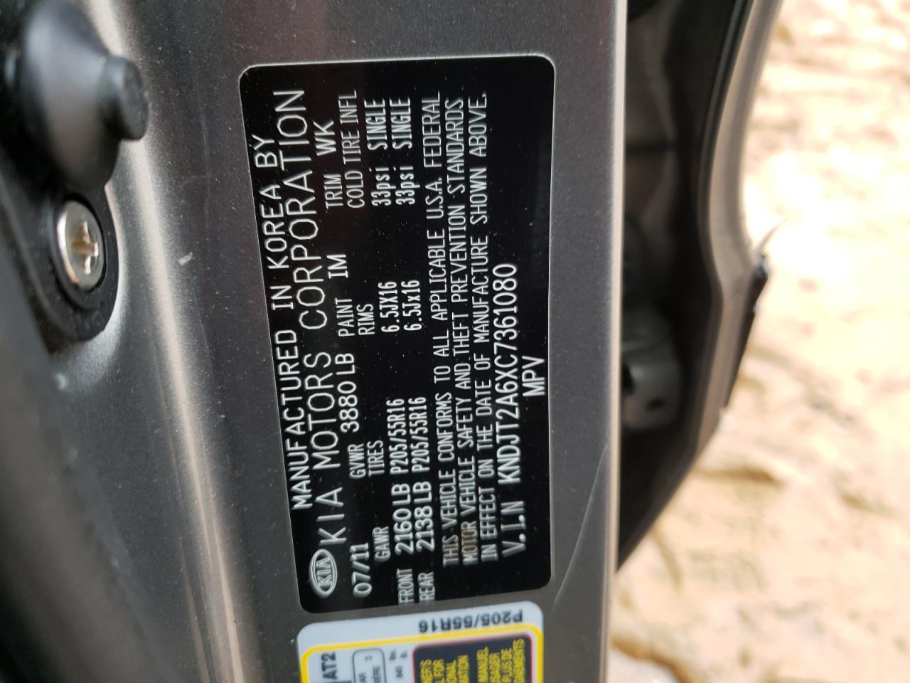 صورة رقم 10 من المزاد - 2012 KIA SOUL + مع VIN KNDJT2A6XC7361080