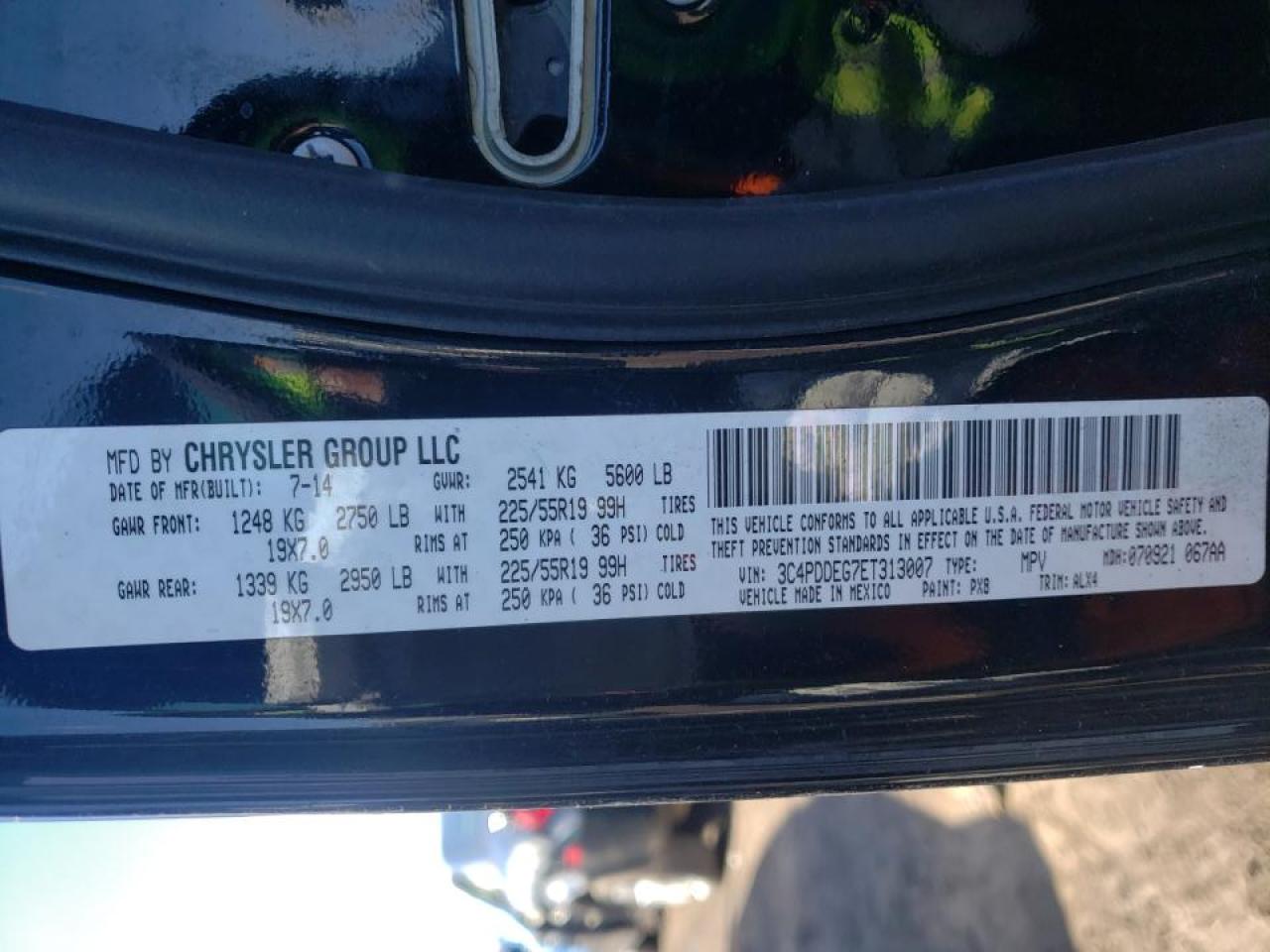 Photo 10 from auction – 2014 DODGE JOURNEY R/ with VIN 3C4PDDEG7ET313007