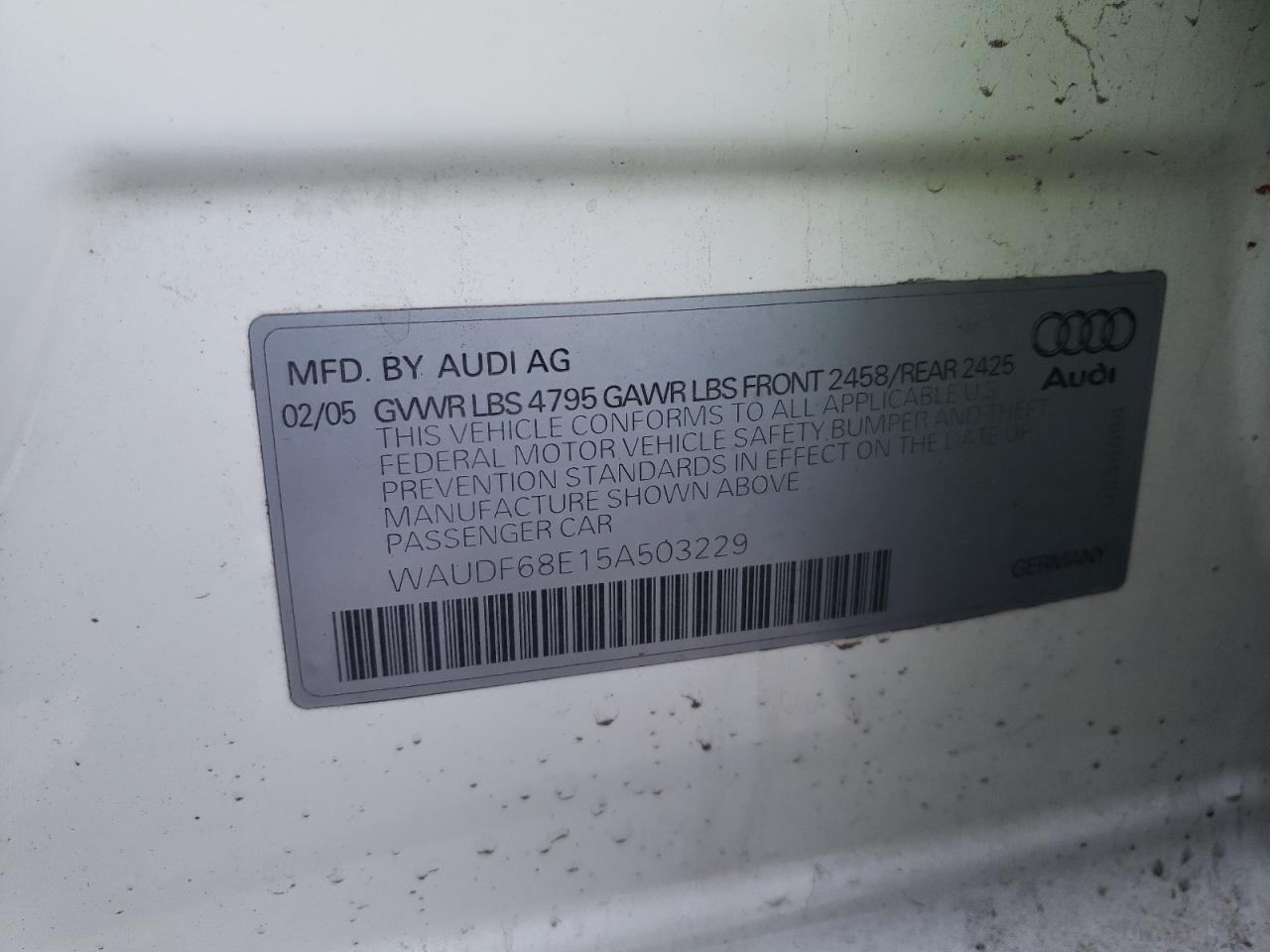 Photo 10 from auction – 2005 AUDI A4 2.0T QU with VIN WAUDF68E15A503229
