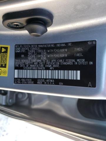 Photo 10 from auction – 2016 TOYOTA HIGHLANDER with VIN 5TDZKRFH8GS184839