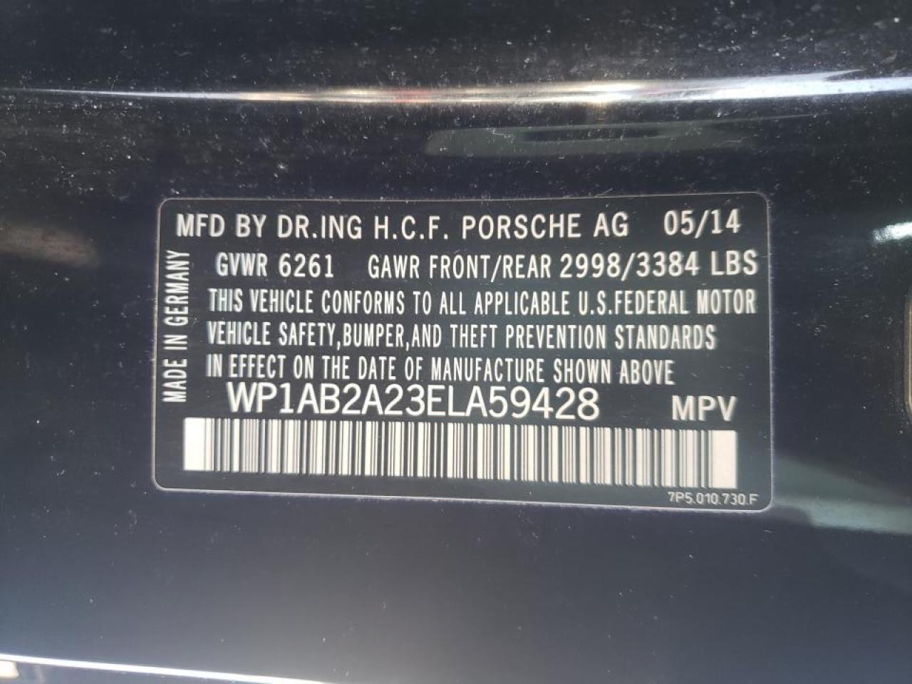 Photo 10 from auction – 2014 PORSCHE CAYENNE S with VIN WP1AB2A23ELA59428