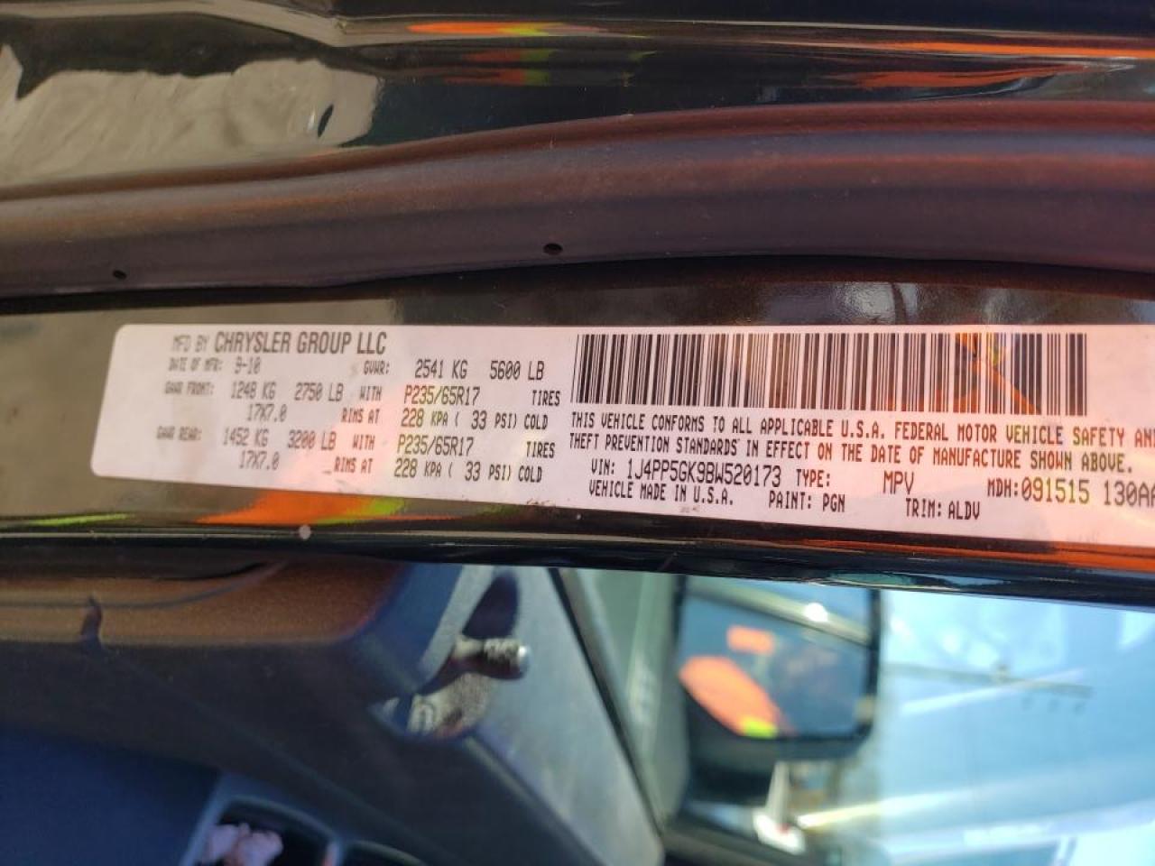 Photo 10 from auction – 2011 JEEP LIBERTY LI with VIN 1J4PP5GK9BW520173