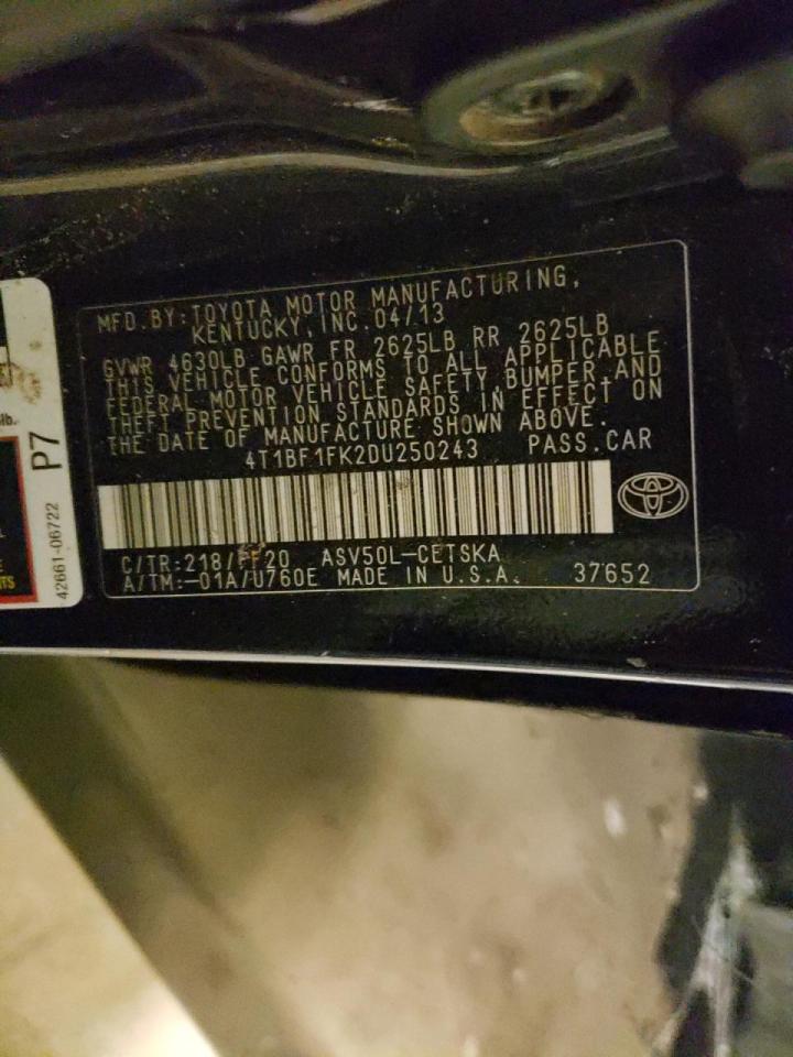 Photo 10 from auction – 2013 TOYOTA CAMRY L with VIN 4T1BF1FK2DU250243