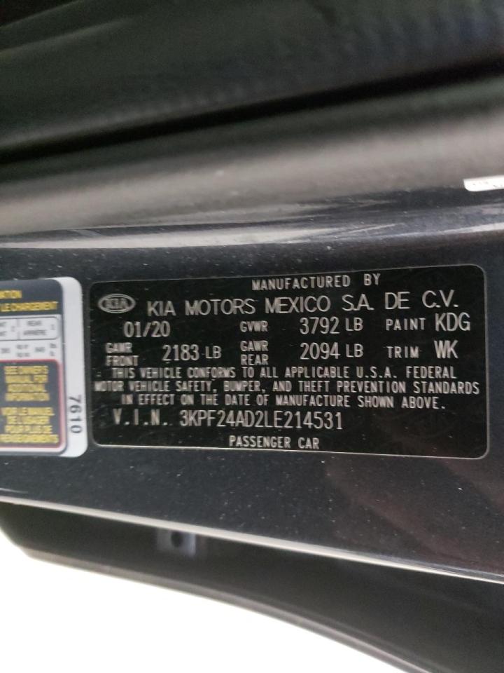Photo 10 from auction – 2020 KIA FORTE FE with VIN 3KPF24AD2LE214531