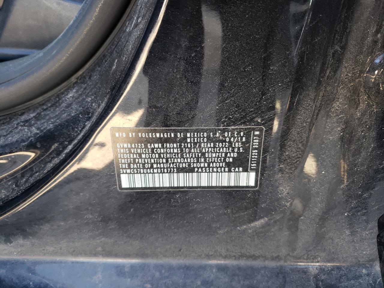 Photo 10 from auction – 2019 VOLKSWAGEN JETTA S with VIN 3VWC57BU6KM016773