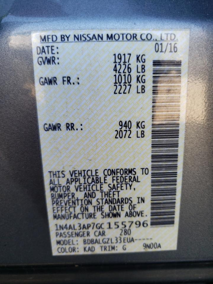 Photo 10 from auction – 2016 NISSAN ALTIMA 2.5 with VIN 1N4AL3AP7GC155796