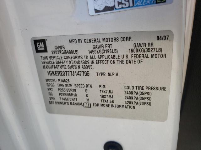 Photo 10 from auction – 2007 GMC ACADIA SLT with VIN 1GKER23777J147795