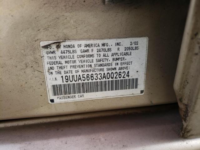 Photo 10 from auction – 2003 ACURA 3.2TL with VIN 19UUA56633A002624
