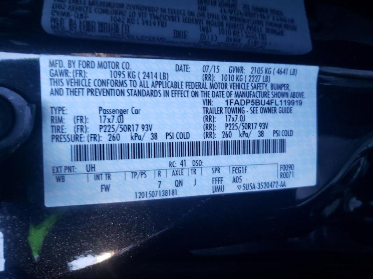 Foto 10 de la subasta – 2015 FORD C-MAX SEL con VIN 1FADP5BU4FL119919