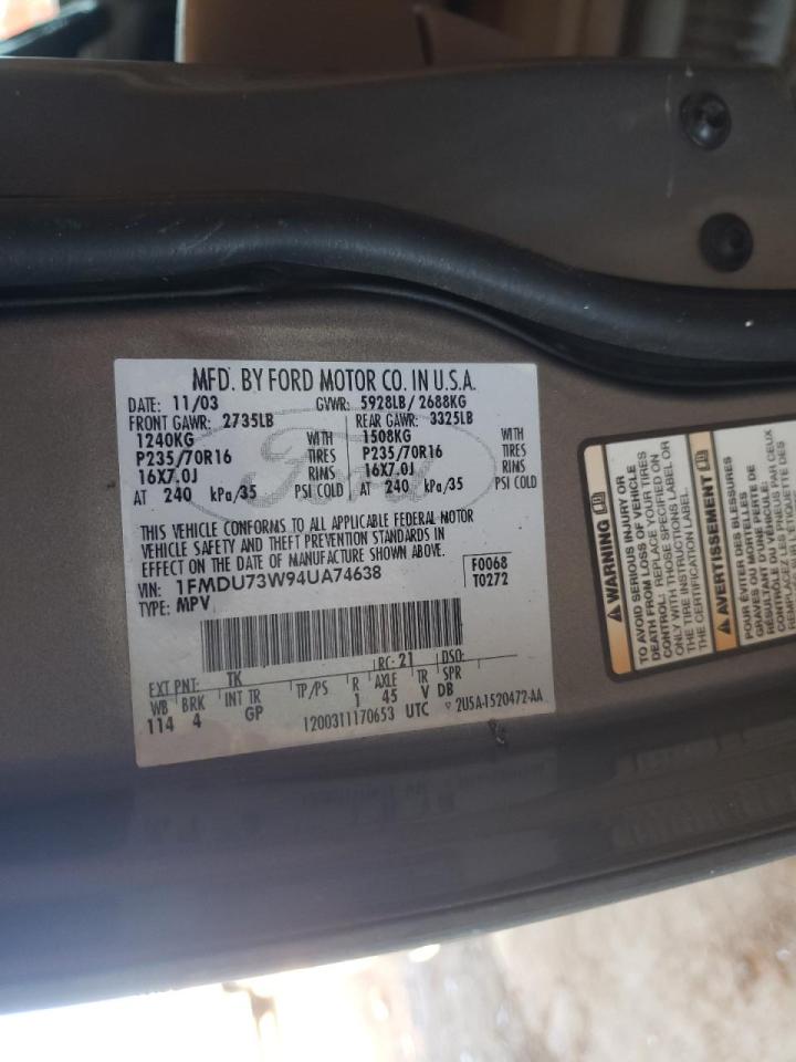 Photo 10 from auction – 2004 FORD EXPLORER with VIN 1FMDU73W94UA74638