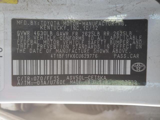 Photo 10 from auction – 2012 TOYOTA CAMRY BASE with VIN 4T1BF1FK6CU629776