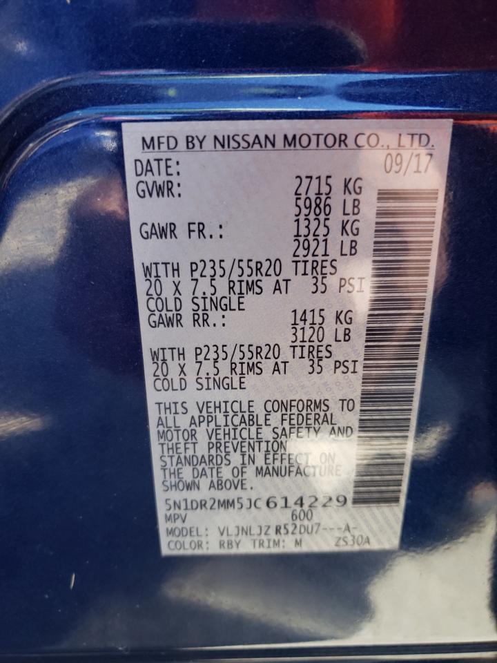 Photo 10 from auction – 2018 NISSAN PATHFINDER with VIN 5N1DR2MM5JC614229