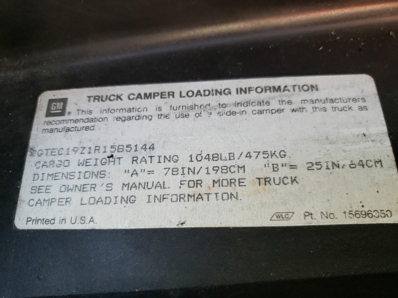 Photo 10 from auction – 1994 GMC SIERRA C15 with VIN 2GTEC19Z1R1585144
