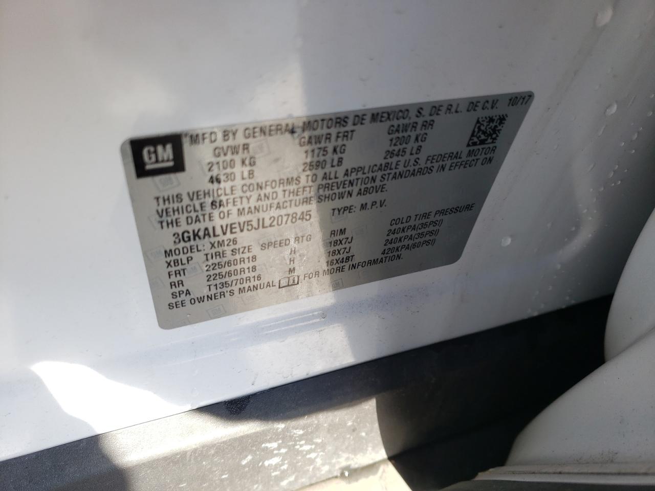 Photo 10 from auction – 2018 GMC TERRAIN SL with VIN 3GKALVEV5JL207845