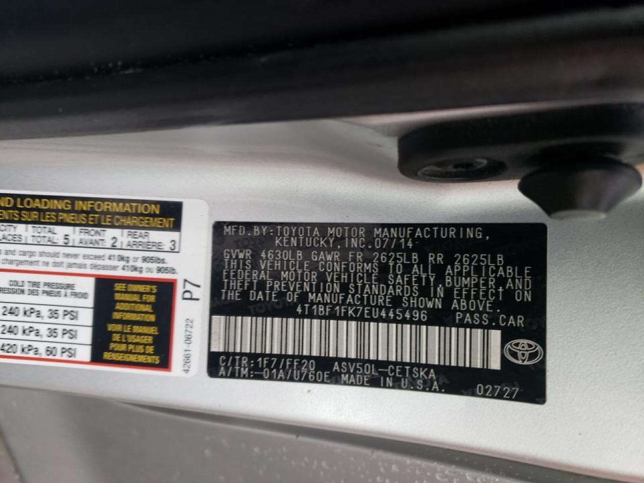 Photo 10 from auction – 2014 TOYOTA CAMRY L with VIN 4T1BF1FK7EU445496