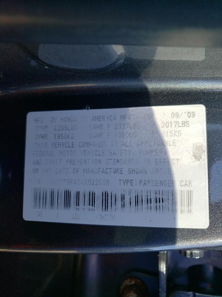 Photo 10 from auction – 2010 HONDA ACCORD LXP with VIN 1HGCP2F45AA022698