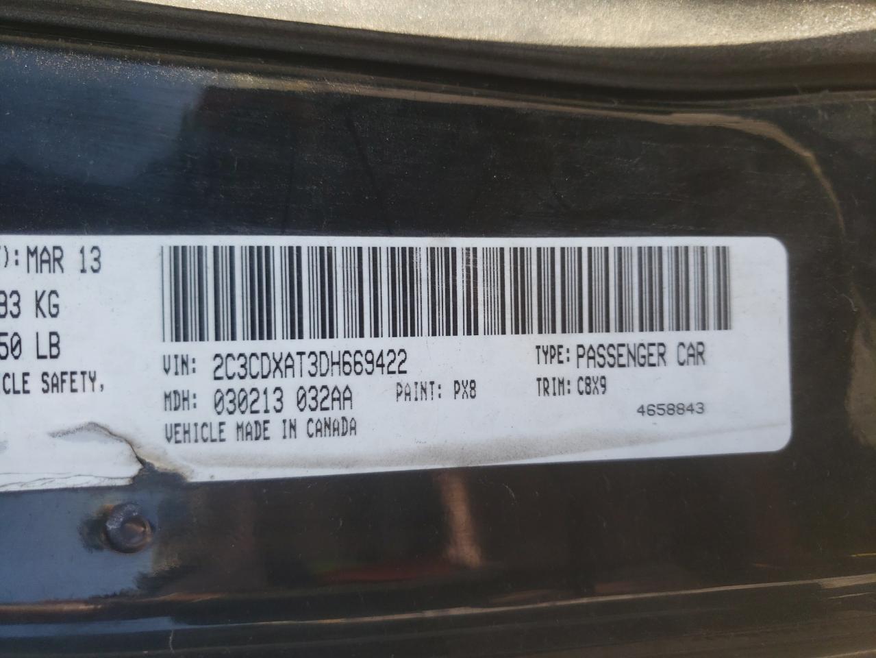 Photo 10 from auction – 2013 DODGE CHARGER PO with VIN 2C3CDXAT3DH669422
