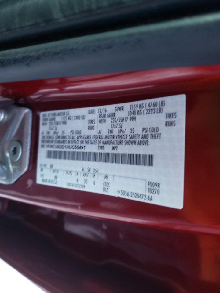 Photo 10 from auction – 2017 FORD ESCAPE SE with VIN 1FMCU9GD1HUC50491