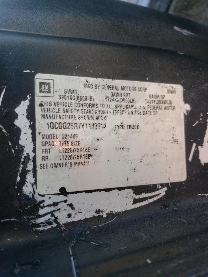 Photo 10 from auction – 2003 CHEVROLET EXPRESS G3 with VIN 1GCHG35U431179315