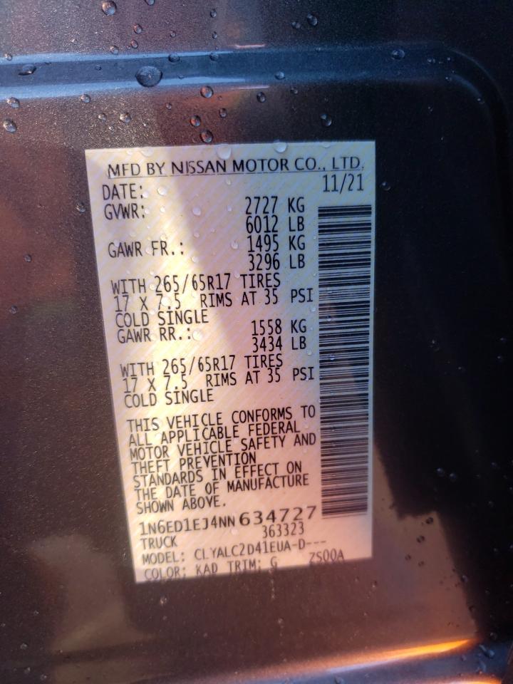 Photo 10 from auction – 2022 NISSAN FRONTIER S with VIN 1N6ED1EJ4NN634727