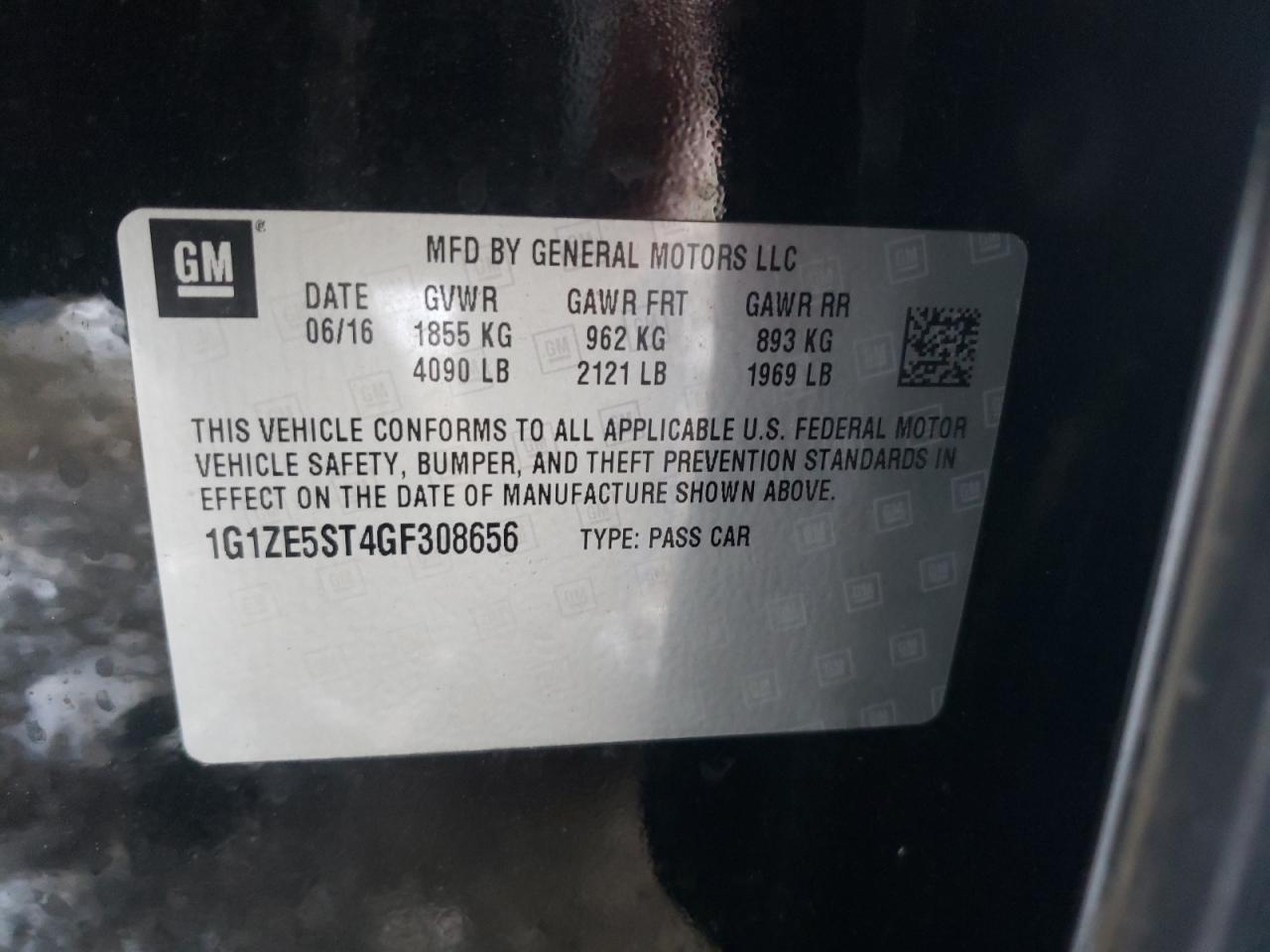 Photo 10 from auction – 2016 CHEVROLET MALIBU LT with VIN 1G1ZE5ST4GF308656