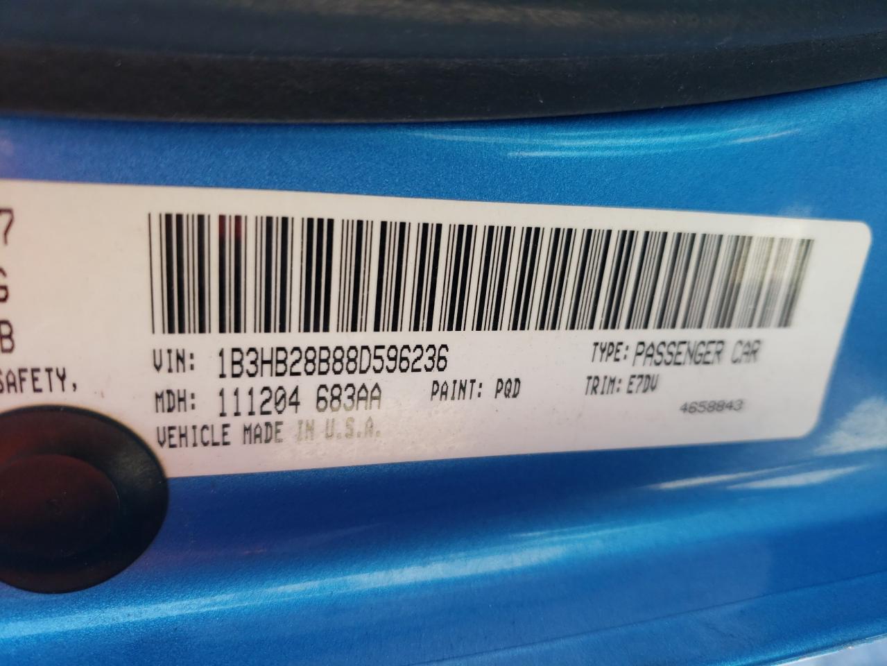 Photo 10 from auction – 2008 DODGE CALIBER with VIN 1B3HB28B88D596236