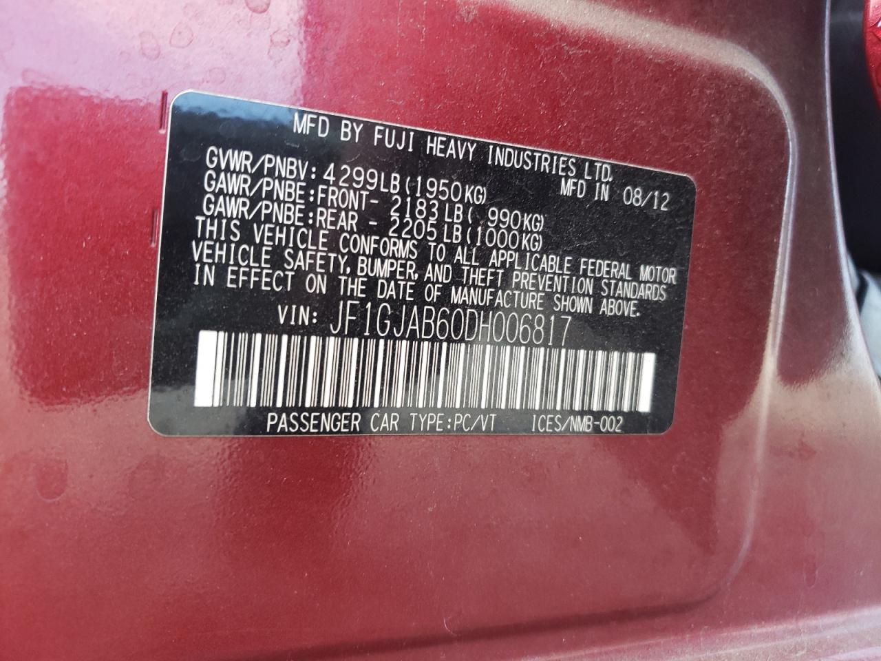 Photo 10 from auction – 2013 SUBARU IMPREZA PR with VIN JF1GJAB60DH006817