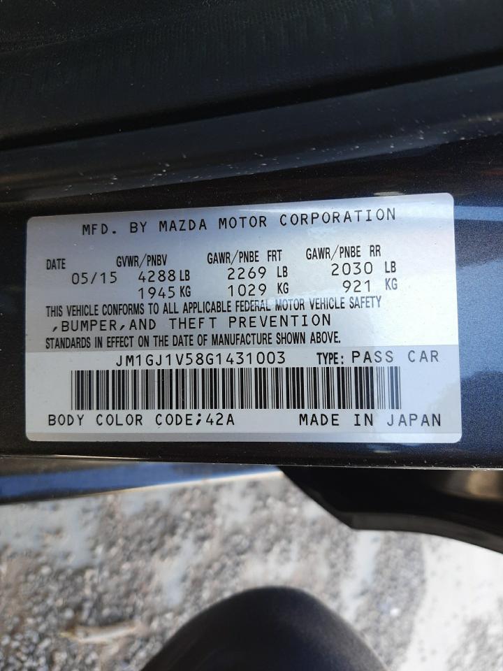 Photo 10 from auction – 2016 MAZDA 6 TOURING with VIN JM1GJ1V58G1431003