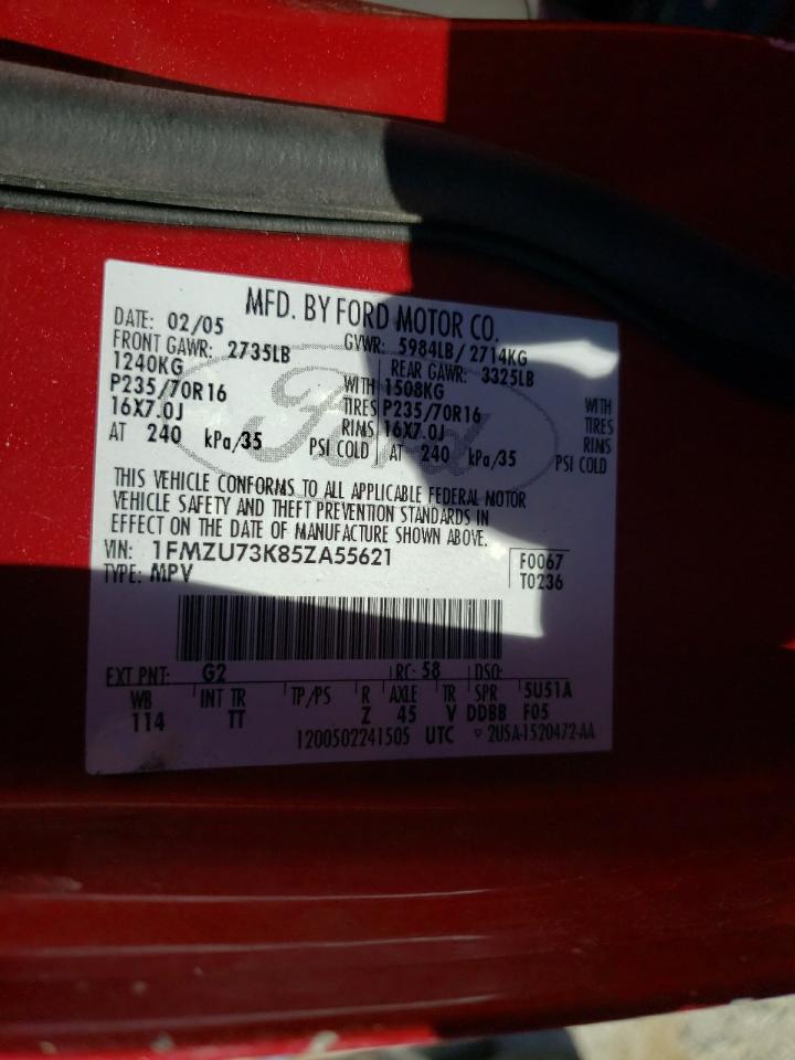 Photo 10 from auction – 2005 FORD EXPLORER X with VIN 1FMZU73K85ZA55621