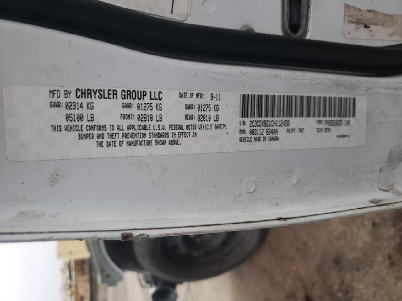 Photo 10 from auction – 2012 DODGE CHARGER with VIN 2C3CDXBG1CH112458