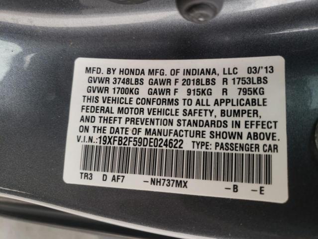 Photo 10 from auction – 2013 HONDA CIVIC LX with VIN 19XFB2F59DE024622