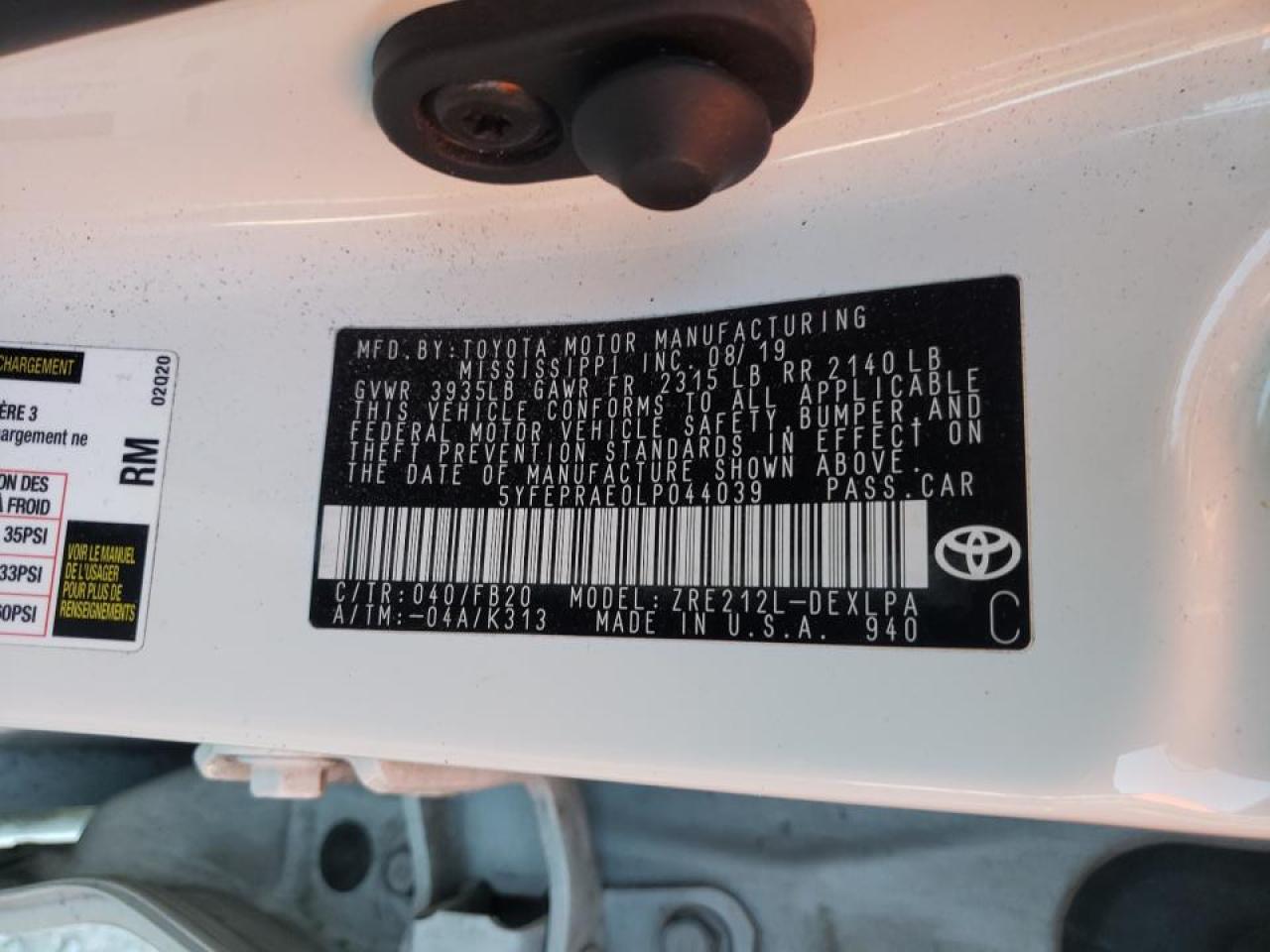 Photo 10 from auction – 2020 TOYOTA COROLLA LE with VIN 5YFEPRAE0LP044039