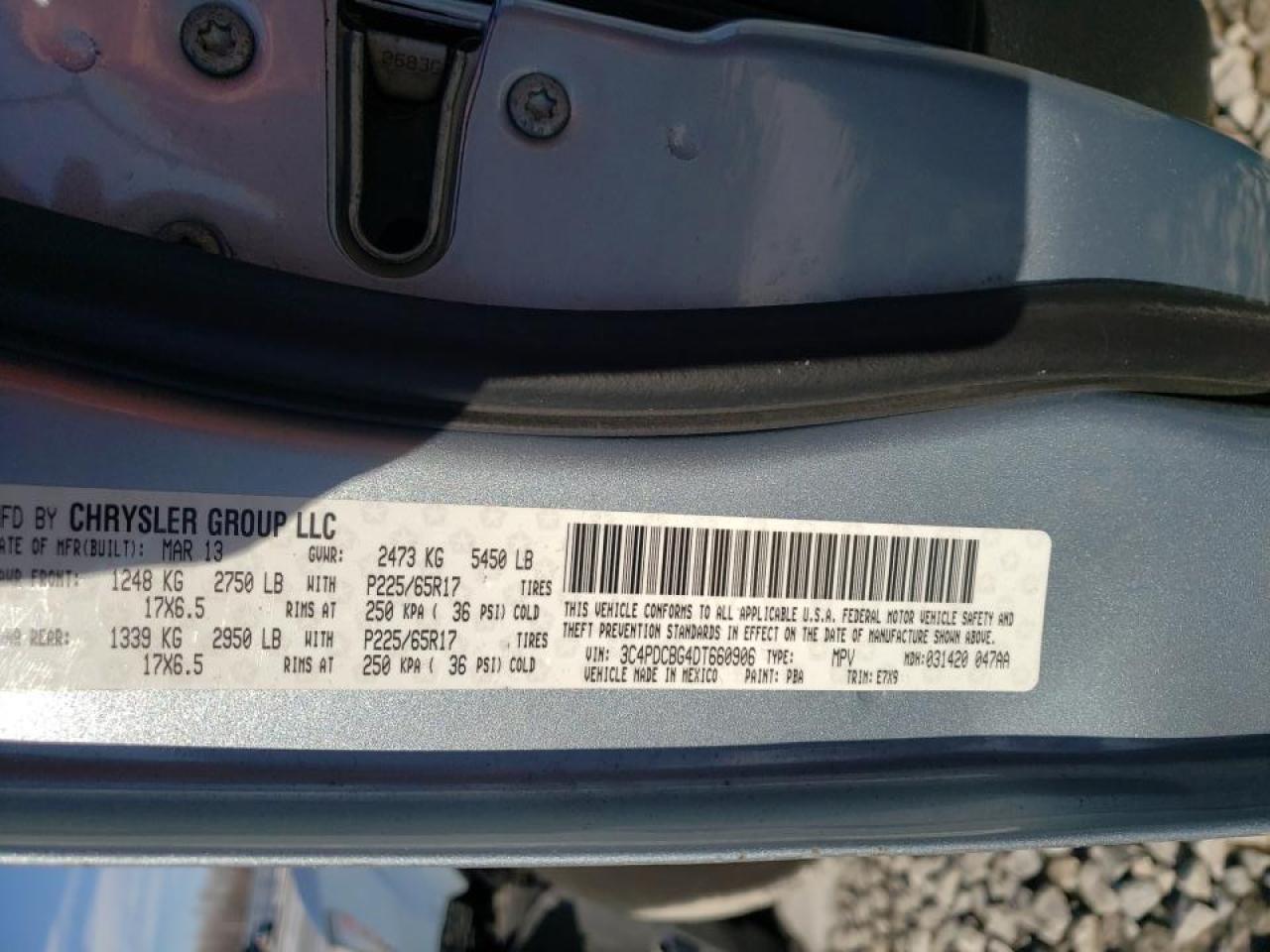 Photo 10 from auction – 2013 DODGE JOURNEY SX with VIN 3C4PDCBG4DT660906