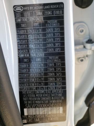 Photo 10 from auction – 2019 LAND ROVER RANGE ROVE with VIN SALVP2RXXKH345501