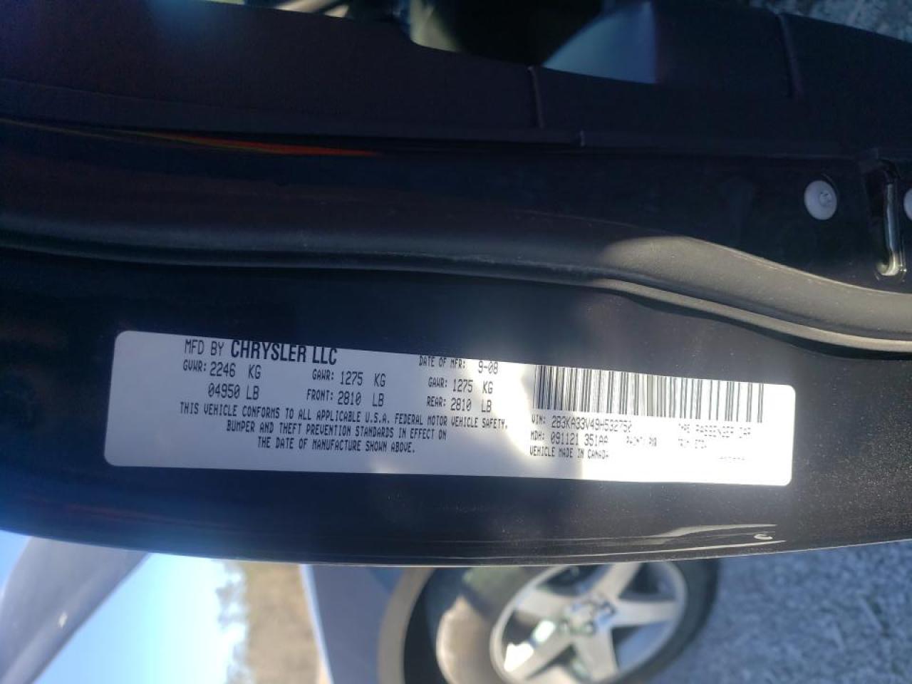 Photo 10 from auction – 2009 DODGE CHARGER SX with VIN 2B3KA33V49H532750