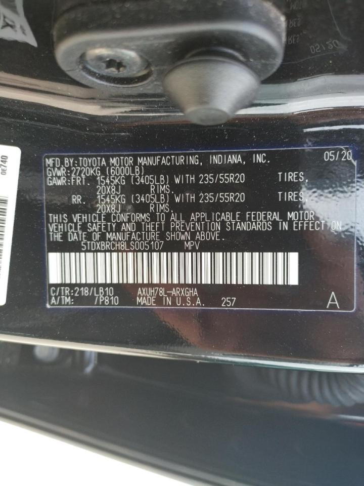 Photo 10 from auction – 2020 TOYOTA HIGHLANDER with VIN 5TDXBRCH8LS005107