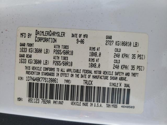 Photo 10 from auction – 2007 DODGE DAKOTA QUA with VIN 1D7HW48K77S128061