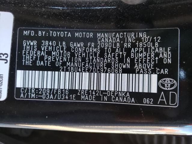 Photo 10 from auction – 2013 TOYOTA COROLLA BA with VIN 2T1BU4EE7DC976068