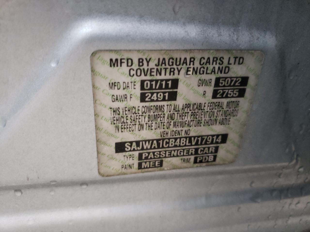 Photo 10 from auction – 2011 JAGUAR XJ with VIN SAJWA1CB4BLV17914
