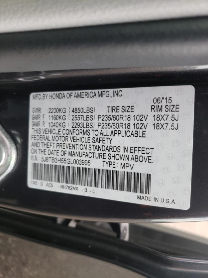 Photo 10 from auction – 2016 ACURA RDX TECHNO with VIN 5J8TB3H55GL003995